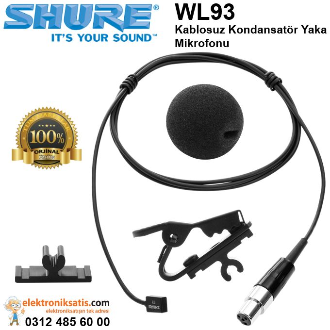 Shure WL93 Kablosuz Kondansatör Yaka Mikrofonu