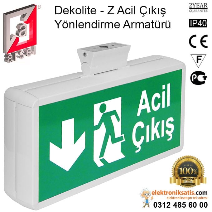 Arsel Dekolite-Z Çift Yönlü Acil Çıkış Yönlendirme Armatürü 75x320x165 mm