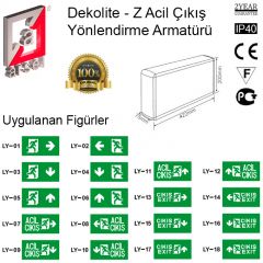 Arsel Dekolite-Z Çift Yönlü Acil Çıkış Yönlendirme Armatürü 75x320x165 mm