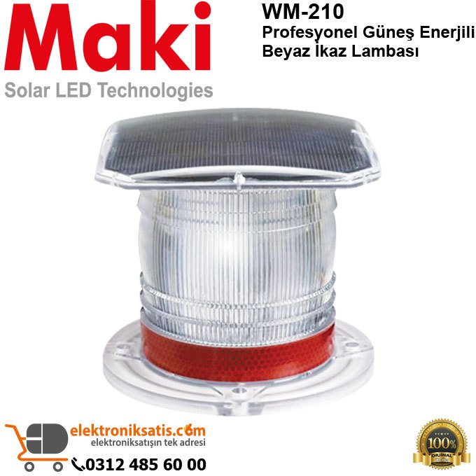 Maki WM-210 Güneş Enerjili Beyaz ikaz Lambası