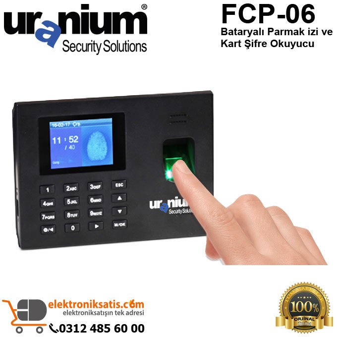 Uranium FCP-06 Bataryalı Parmak izi ve Kart Şifre Okuyucu