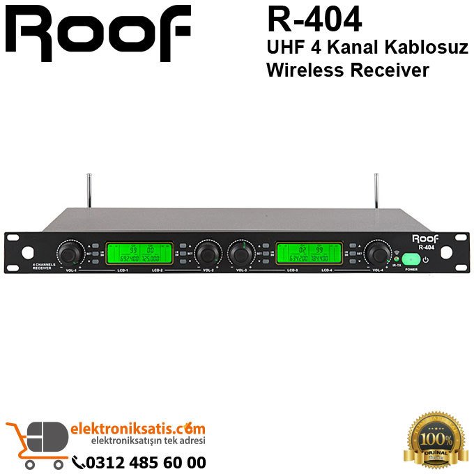 Roof R-404 UHF 4 Kanal Kablosuz Wireless Receiver