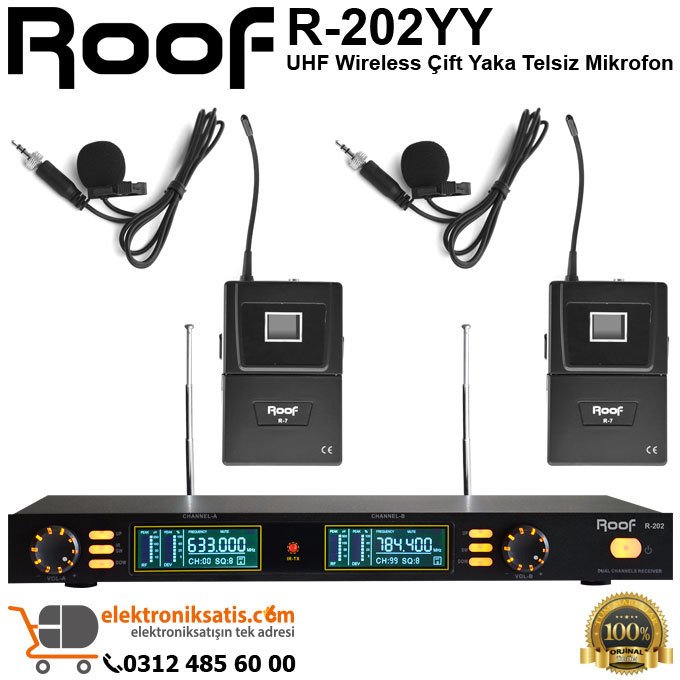 Roof R-202YY Wireless Çift Yaka Telsiz Mikrofon