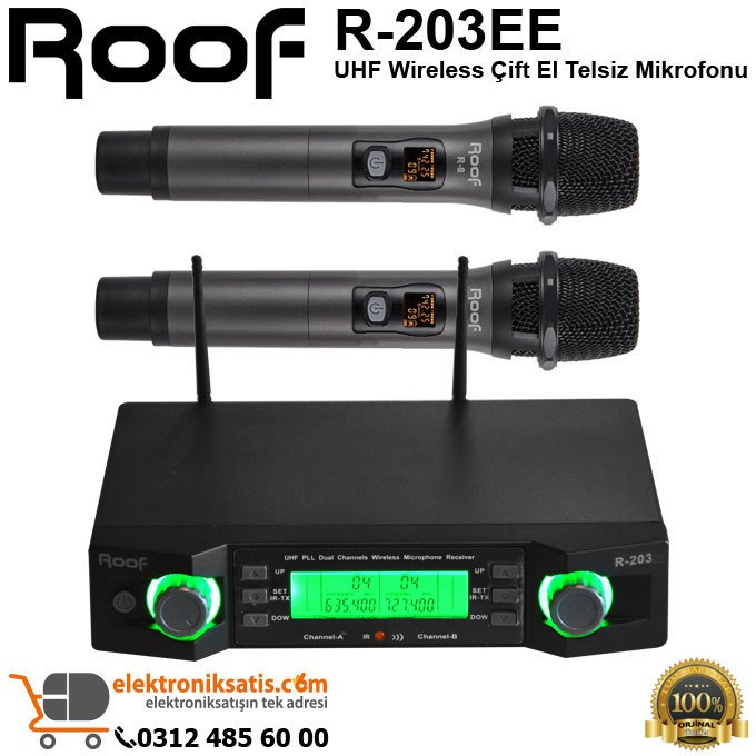 Roof R-203EE Wireless Çift El Telsiz Mikrofon