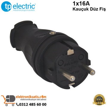 Tp Electric 1x16A-Kauçuk Düz Fiş