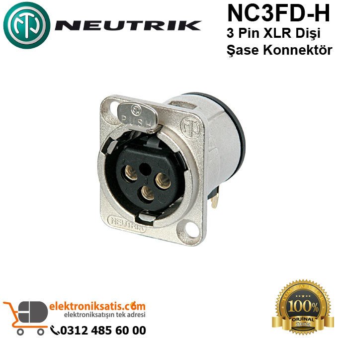 Neutrik NC3FD-H 3 Pin XLR Dişi Şase Konnektör