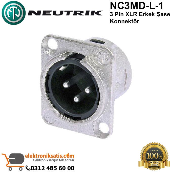 Neutrik NC3MD-L-1 3 Pin XLR Erkek Şase Konnektör