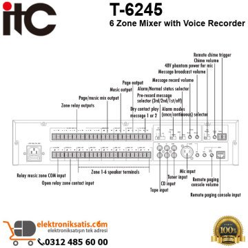 ITC T-6245 6 Zone Mixer with Voice Recorder