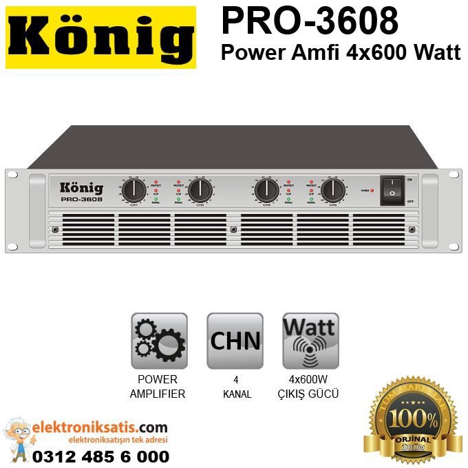 König PRO-3608 Power Amfi 4x600 Watt