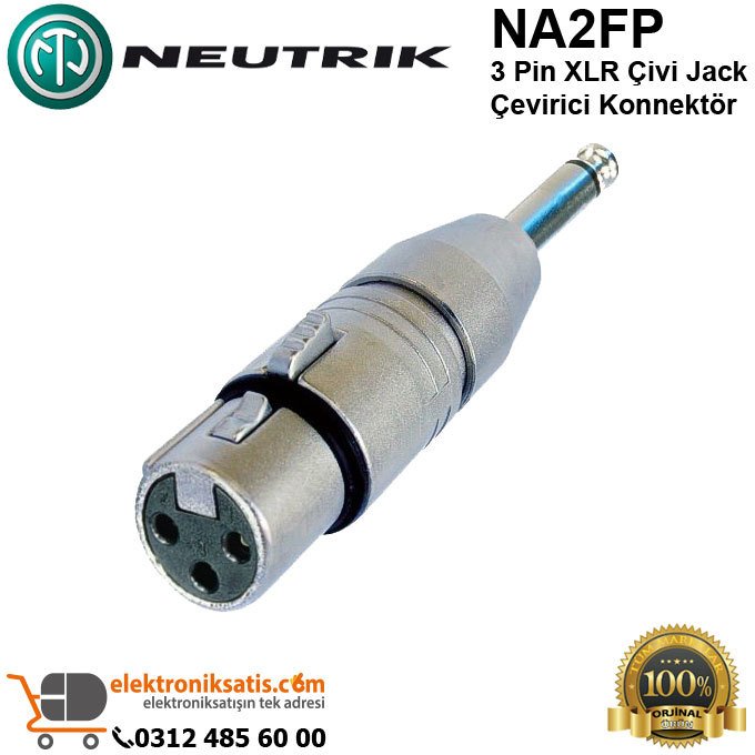 Neutrik NA2FP 3 Pin XLR Çivi Jack Çevirici Konnektör