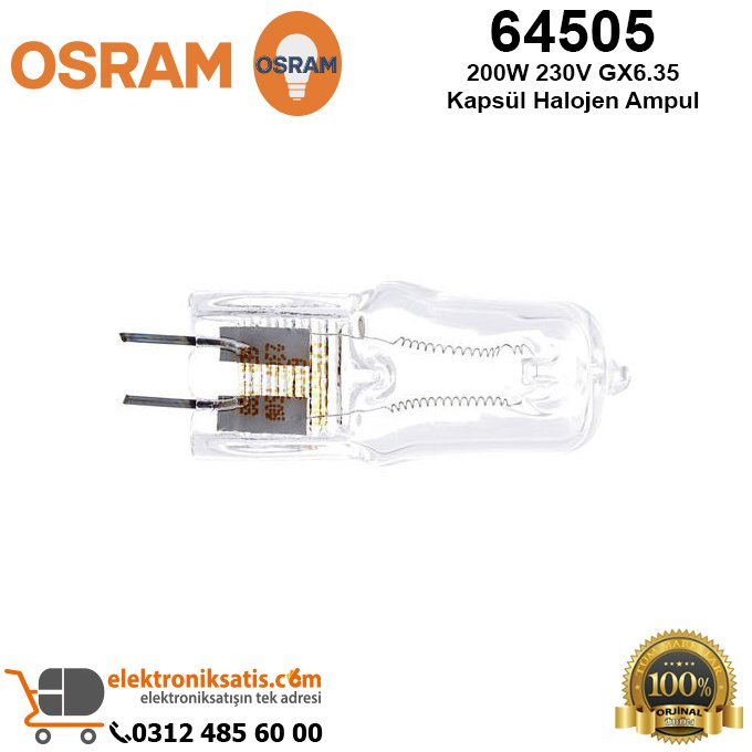 Osram 64505 200 Watt 230 Volt GX6.35 Kapsül Halojen Ampul