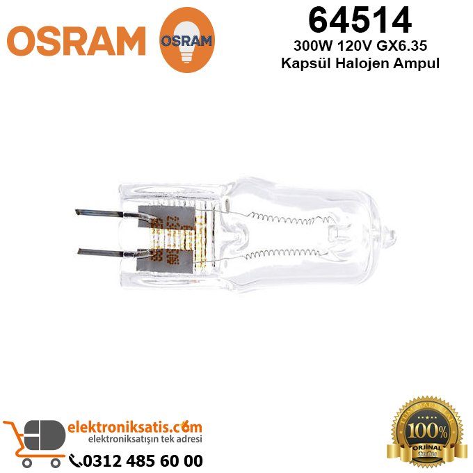 Osram 64514 300 Watt 120 Volt GX6.35 Kapsül Halojen Ampul