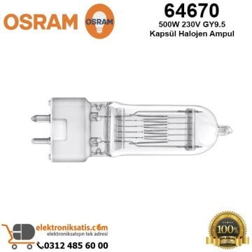 Osram 64670 500 Watt 230 Volt GY9.5 Kapsül Halojen Ampul