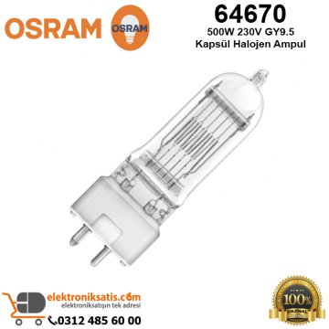 Osram 64670 500 Watt 230 Volt GY9.5 Kapsül Halojen Ampul