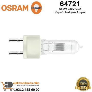 Osram 64721 650 Watt 230 Volt G22 Kapsül Halojen Ampul