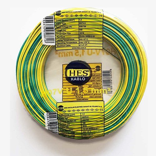 NYA 1.5 mm Hes Kablo Yeşil 100 Metre H07V-U, H07V-R