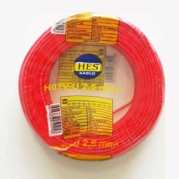 NYA 2.5 mm Hes Kablo Kırmızı 100 Metre H07V-U, H07V-R