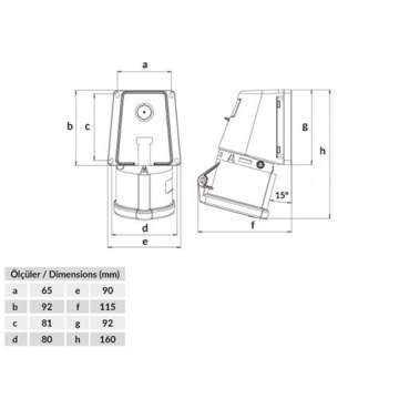 Bemis 5X32A CE NORM 90° Eğik Duvar Priz 380V | BC1-3505-2535