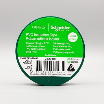 Schneider 19mm x 20mt. Pvc Elektrik Izole Bant Yeşil Izolasyon Bandı