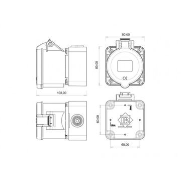 Bemis 5X32A CE NORM Duvar Prizi (3P+E+N) 380V BC1-3505-2510