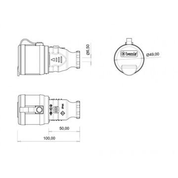 Bemis 1X16 Kauçuk Uzatma Prizi 2P+E 220V BK1-1402-2311