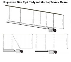 Hoşseven 12 KW L Düz Tip Borulu Radyant Isıtıcı 3 Mt