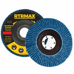 RTRMAX RDZ115100 115mm 100 Kum Zirkonyum Mavi Paslanmaz Flap Disk, 20 Adet