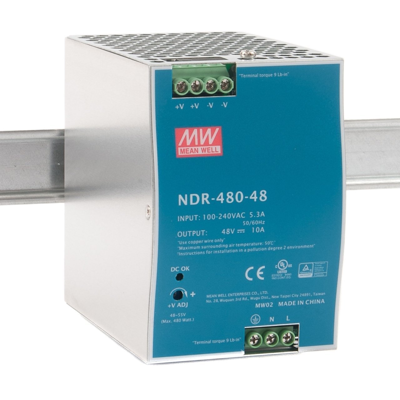 NDR-480-48   48V DC 10A ray tipi Güç Kaynağı