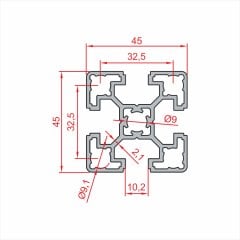 45x45  Hafif Sigma Profil - Kanal 10-(1metre)