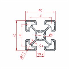 Sigma Profil LIGHT 40x40 -  Kanal 10-(1metre)