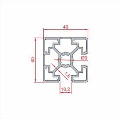 Sigma Profil KAPALI  40x40 2 KANALLI  - Kanal 10-(1metre)