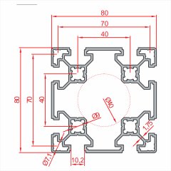 Sigma Profil  LIGHT 80x80 Kanal 10-(1metre)