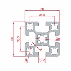 Sigma Profil AĞIR 50x50  - Kanal 10 (1metre)