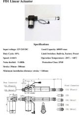200mm Lineer Aktüatör 24V FD1-200