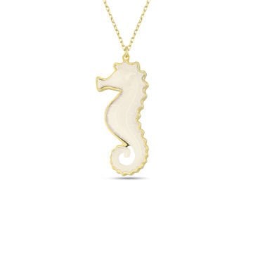 White Sea Horse Necklace