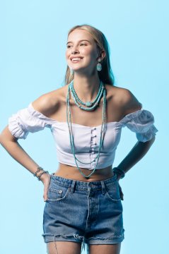 Turquoise Crystal Long Stick Necklace