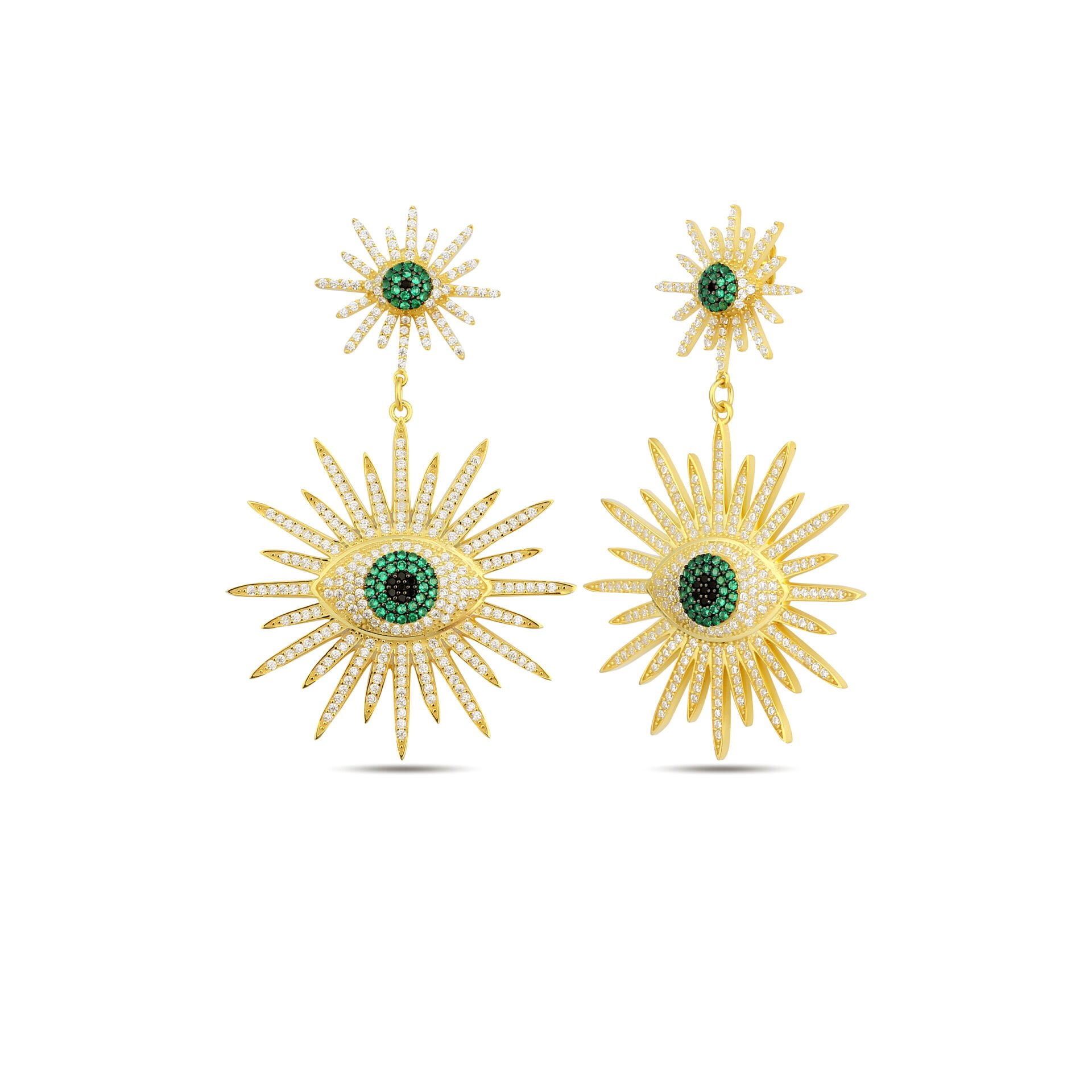 Green Eye Big Sun Earrings