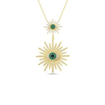 Green Eye Big Sun Necklace