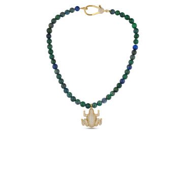 Green Gold Frog Necklace