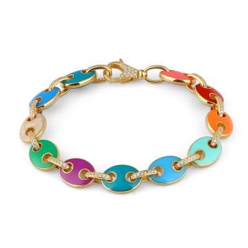 Multicolor Enamel Button Bracelet