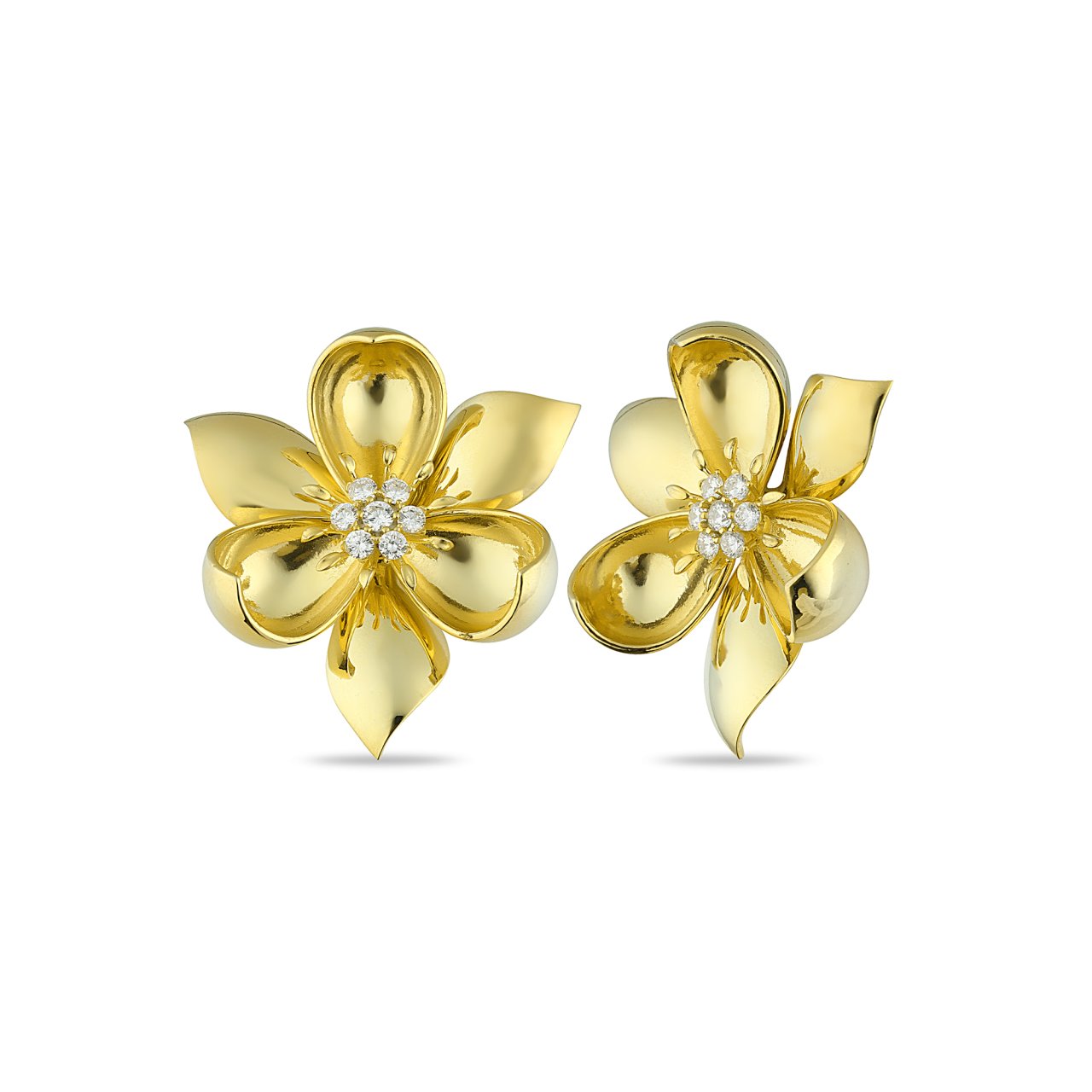 Gold Plain Flower Earrings
