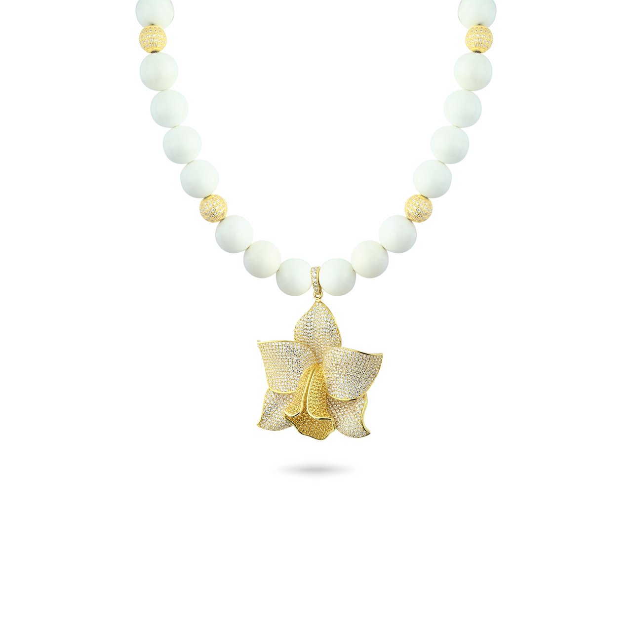 Gold Bloom White Coral Necklace