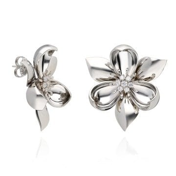 Silver Plain Flower Earrings
