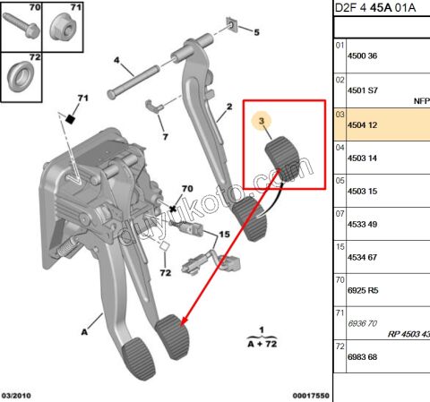 LASTIK PEDAL FREN PRT1 PRT2 P306 P407 XS C53 9120804880