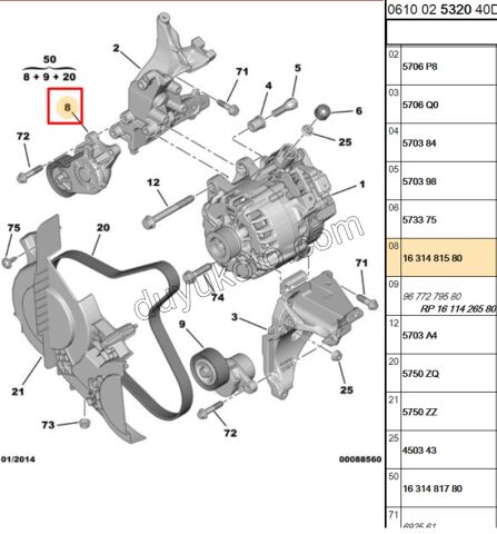 Alternatör (V Kayış) Gergi Rulmanı S&S+ 1.6HDİ Euro5
