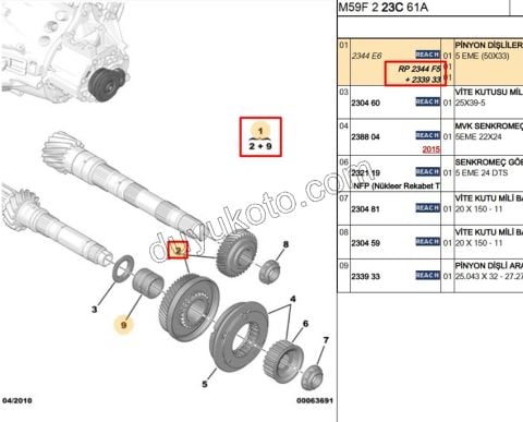 5.Vites Dişlisi ve Karşılığı Takım   BE4R