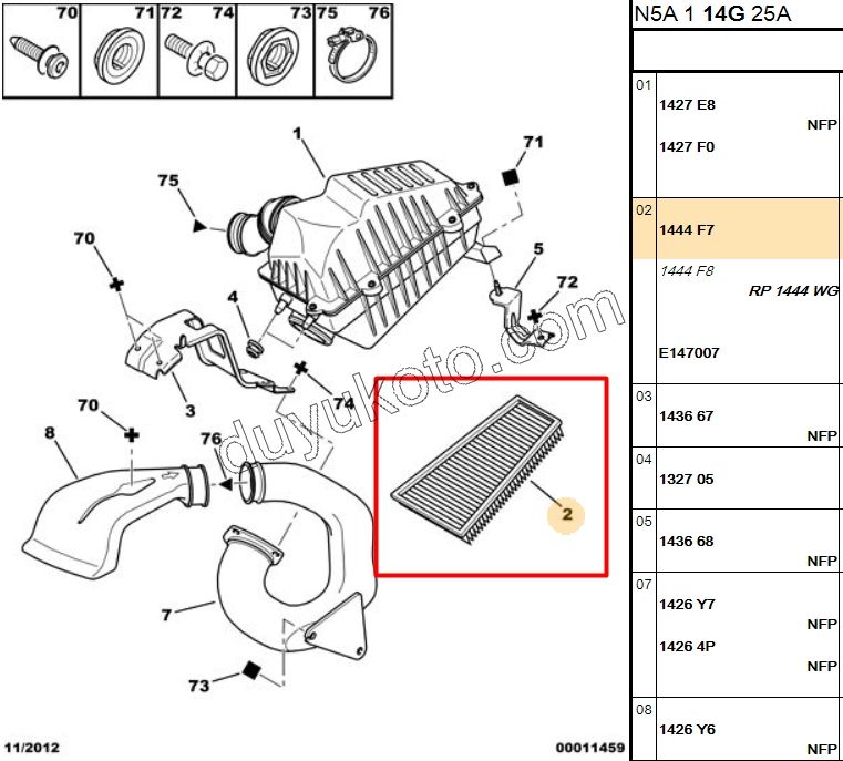Peugeot 306 Hava Filtresi XU7JP4 XU10J4R
