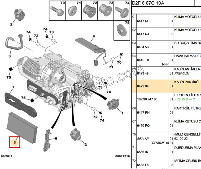 Peugeot 407 Citroen C5 Polen Filtresi 2005/2009