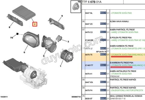 Peugeot 307 308 Polen Filtresi Otomatik Klimalı 2008/2011