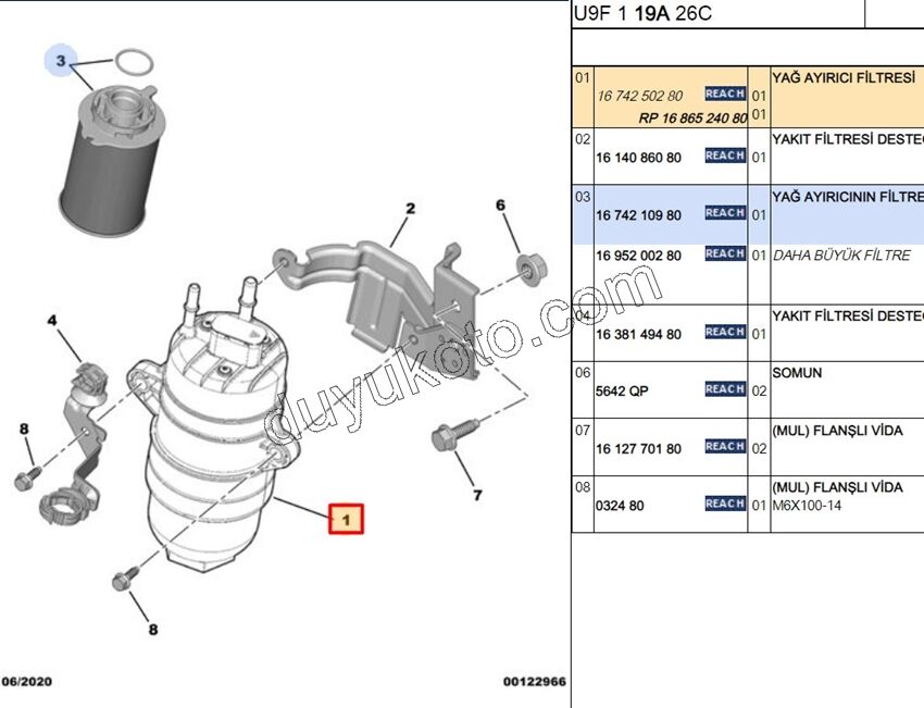 Komple Mazot Filtresi BX3 DW10F DW12R TEK